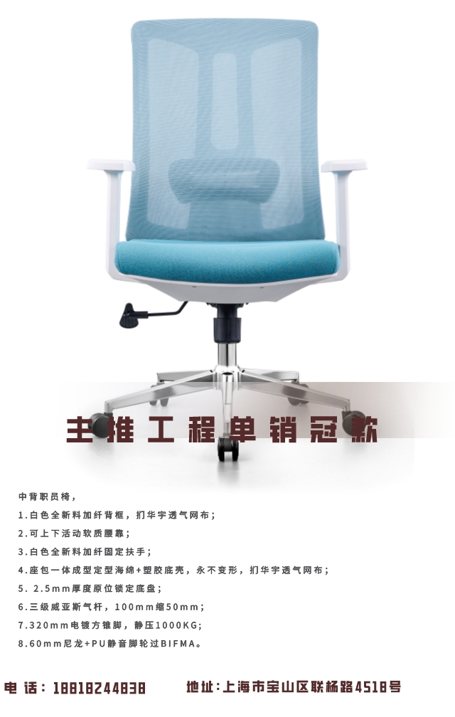B811-1標配鋁合金腳藍墊藍網(wǎng)背詳情圖2